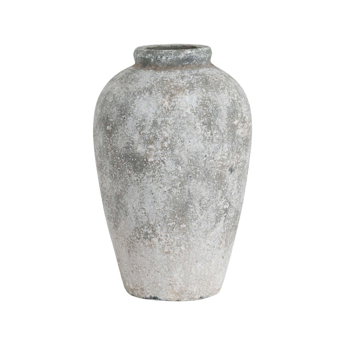 Aged Stone Tall Ceramic Vase with rounded shoulders and a mottled grey stone-effect finish