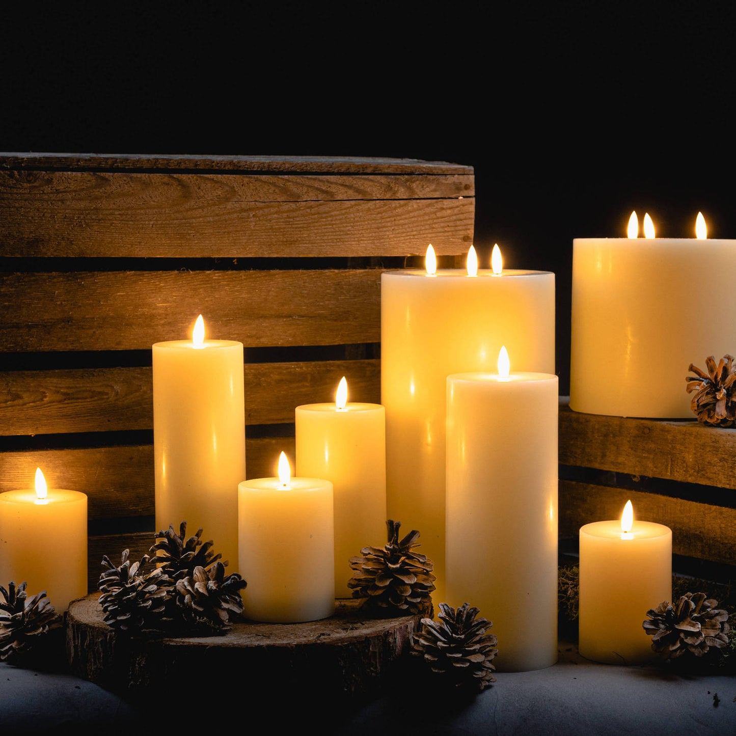 Luxe Collection Natural Glow 3.5 x 9 LED Cream Wax Candle - Wax