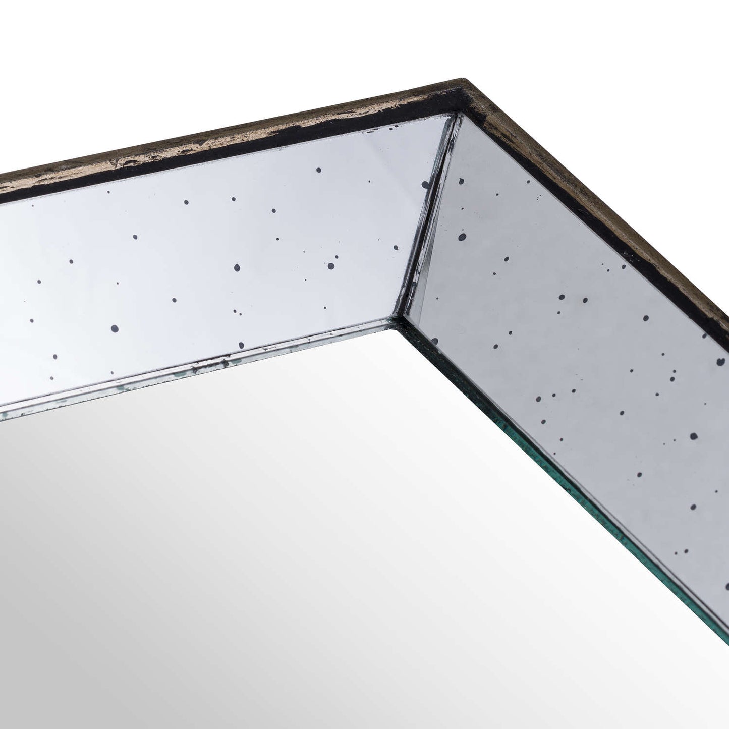 Astor Distressed Mirrored Square Tray W/Wooden Detailing Sml - Trays