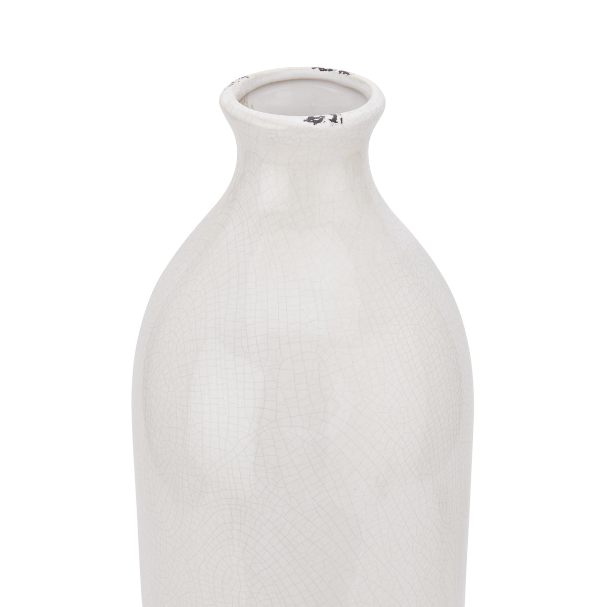 Close-up of the narrow opening and cream glaze on the Garda Glazed Gisela Vase