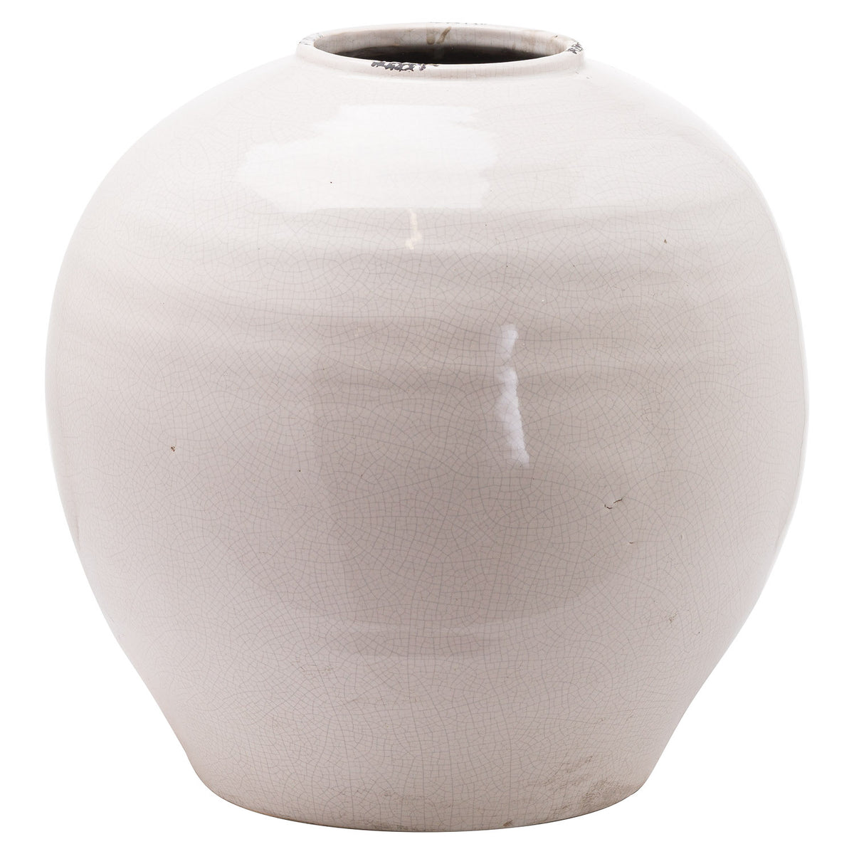 Garda Glazed Large Regola Vase in cream with a rounded body and a simple circular opening