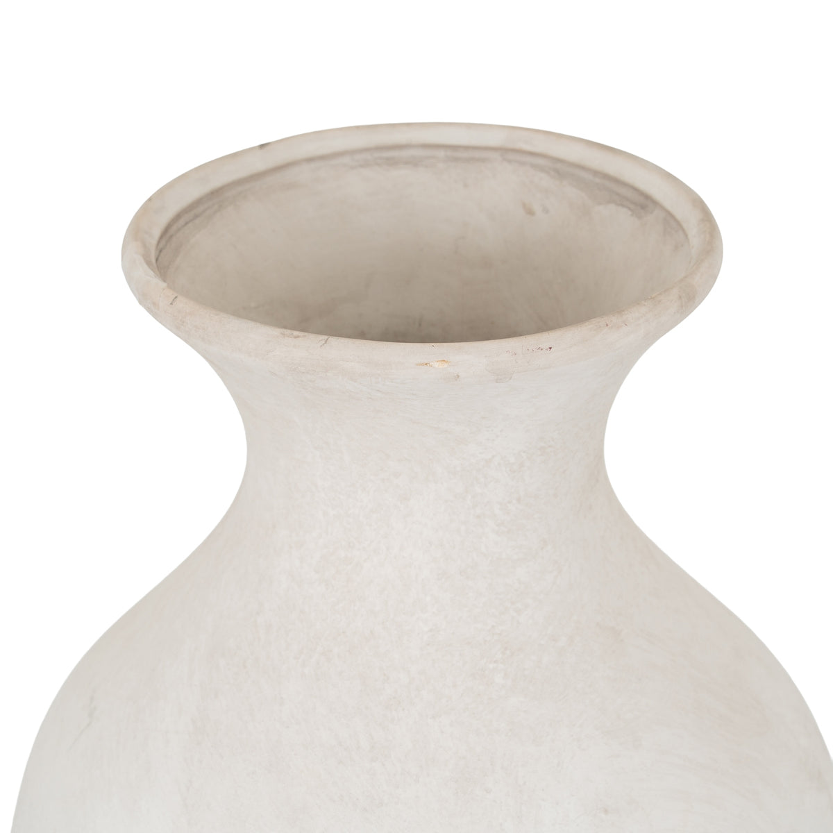 Close-up of the flared opening and pale stone-effect finish on the Darcy Ople Stone Vase