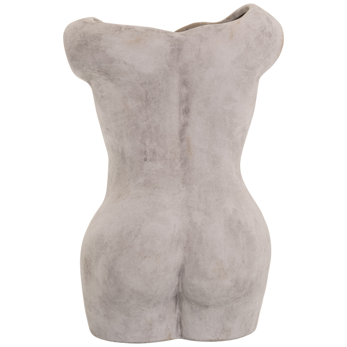 Rear view of the pale ceramic Female Figure torso vase