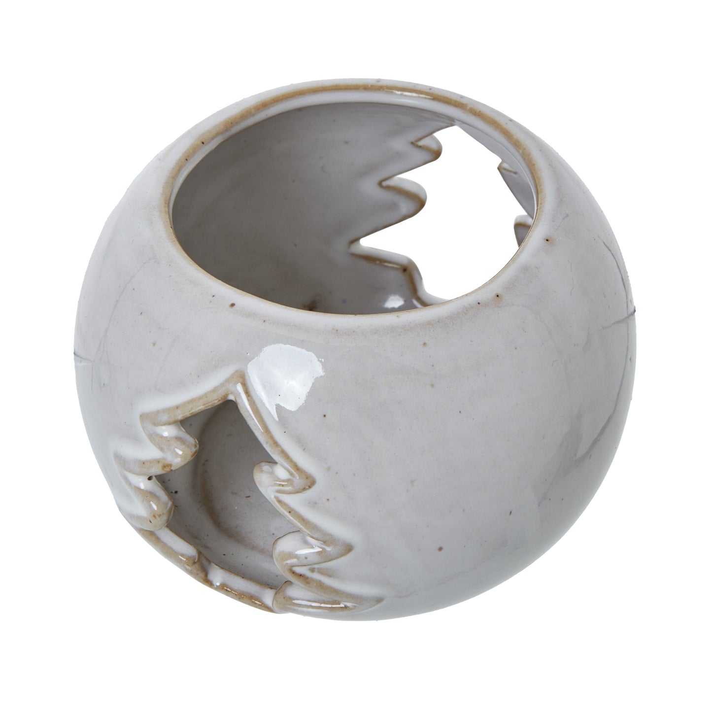 White Ceramic Tree Cut-Out Round Tealight Holder - Christmas Candles & Candle Accessories