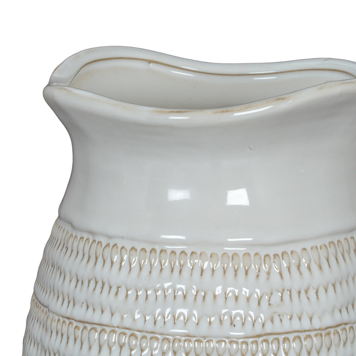 Detail of the wavy rim and textured upper body of the Tava Medium Hewn Vase