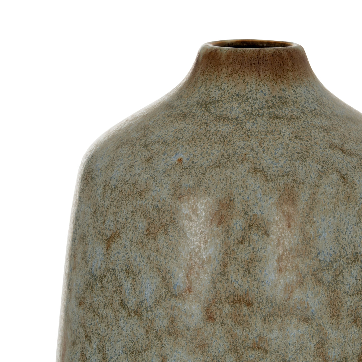 Detail of the short neck and mottled surface on the Capella Tall Bottle Vase