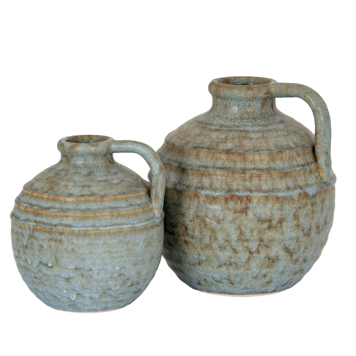 Capella Krater Large Jug Vase at right beside the smaller coordinating ceramic jug vase
