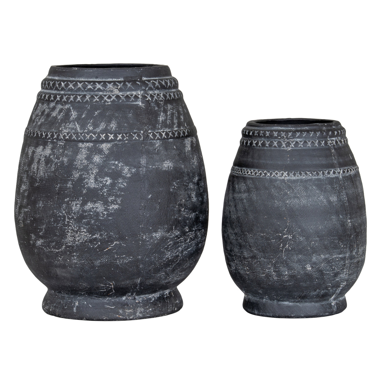 Etched Collection Vase at right beside the taller coordinating black vase