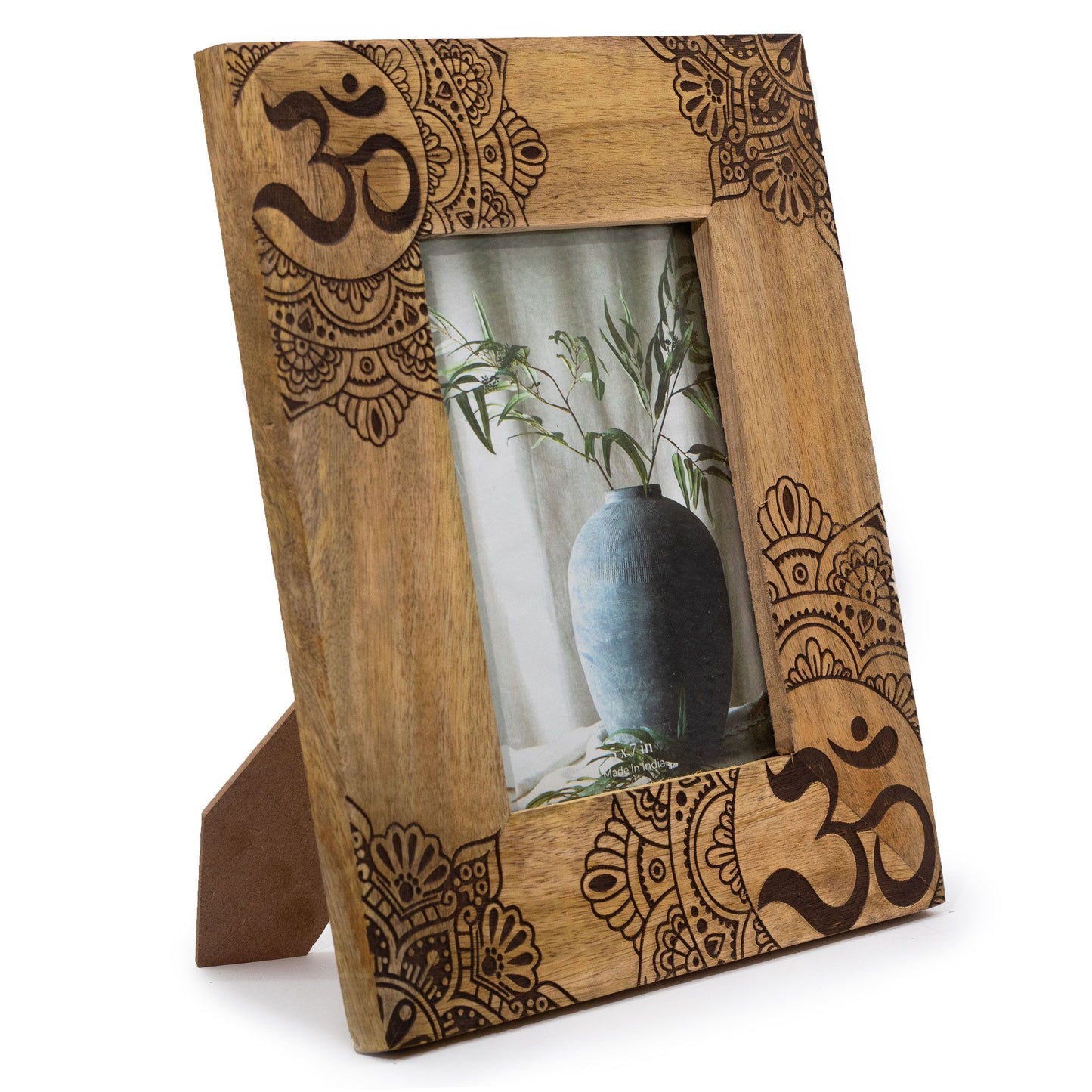 Lrg Mango Wood Picture Frame (for 13x18cm) 28x23x2cm - Mandala - Black - Image lrg-mango-wood-picture-frame-for-13x18cm-28x23x2cm--mandala--black-mwpf-06