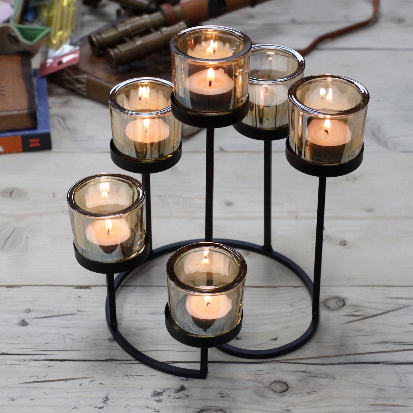 Centrepiece Iron Votive Candle Holder - 6 Cup Circule Tree - Image centrepiece-iron-votive-candle-holder--6-cup-circule-tree-civch-08