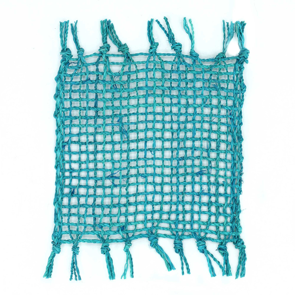 Set of 4 Seagrass Fringe Natural Coasters - Turquoisee