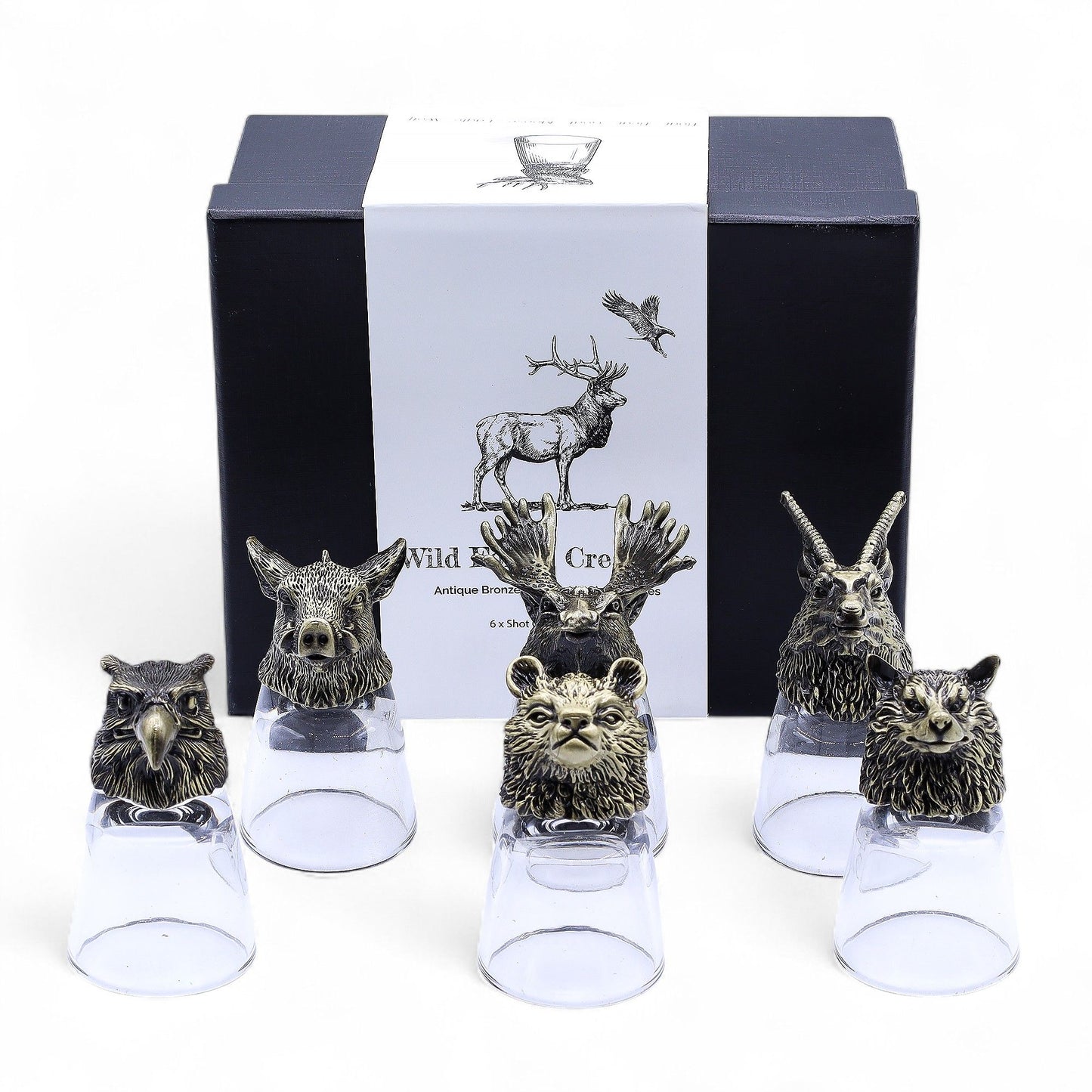Gift Set of 6 Shot Glasses (50ml) - Wild Forest Creatures - Antique Bronze - Image gift-set-of-6-shot-glasses-50ml--wild-forest-creatures--antique-bronze-bbug-03