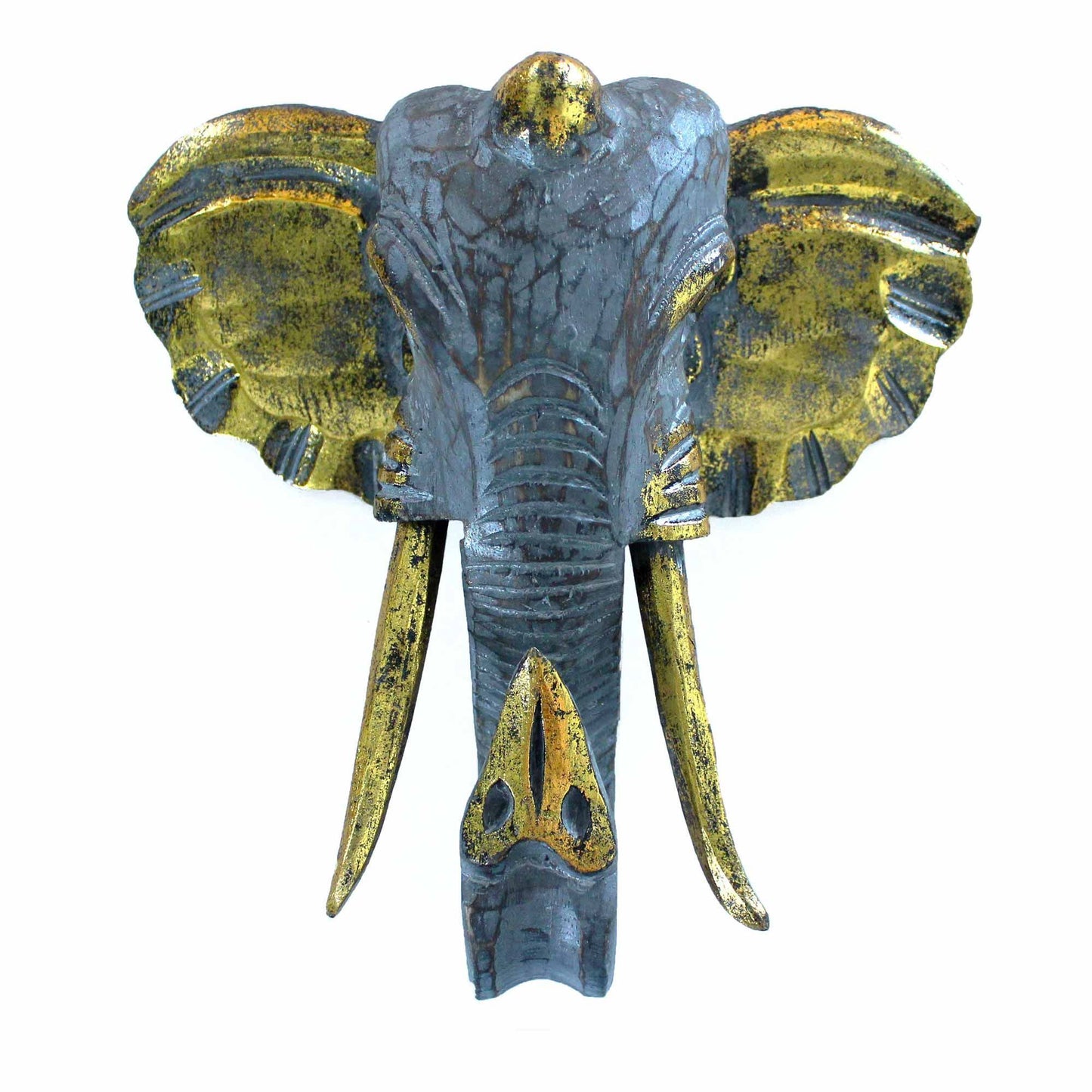 Large Elephant Head - Gold & Grey - Image large-elephant-head--gold--grey-vintep-05