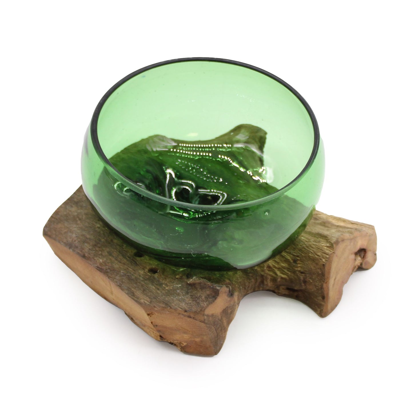 Recycled Beer Bottles - Wide Bowl on Wood - Image recycled-beer-bottles--wide-bowl-on-wood-rbb-02