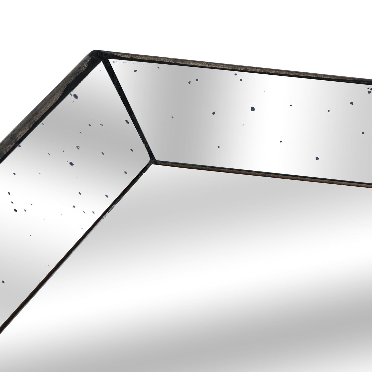 Astor Distressed Mirrored Square Tray W/Wooden Detailing Lge - Trays