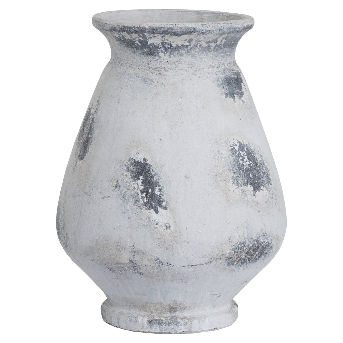 Naxos Large Antique White Vase with a flared rim, curved body and raised circular foot