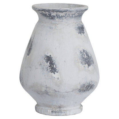 Naxos Large Antique White Vase with a flared rim, curved body and raised circular foot