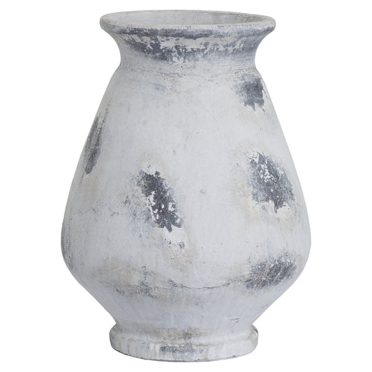 Naxos Large Antique White Vase with a flared rim, curved body and raised circular foot