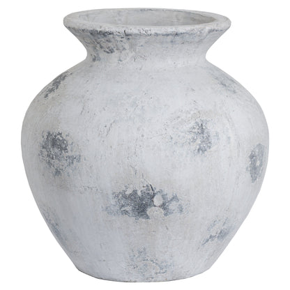Downton Large Antique White Vase with a broad rounded body and flared rim