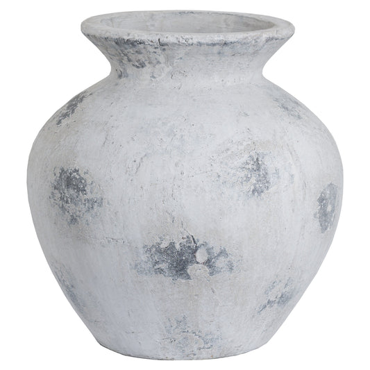 Downton Large Antique White Vase with a broad rounded body and flared rim