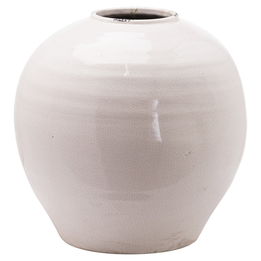 Garda Glazed Large Regola Vase in cream with a rounded body and a simple circular opening