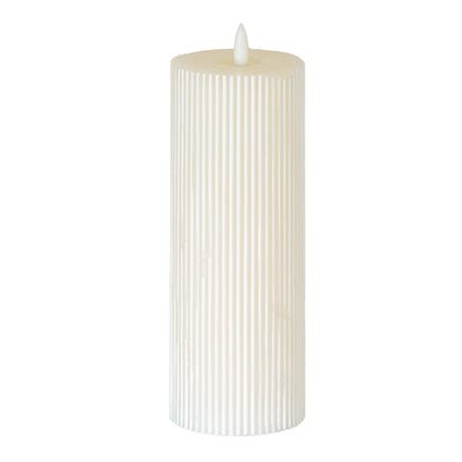 Luxe Collection Natural Glow 3x8 Textured Ribbed LED Candle