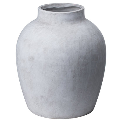 Darcy Stone Vase with rounded shoulders, a short rim and pale ceramic stone-effect finish