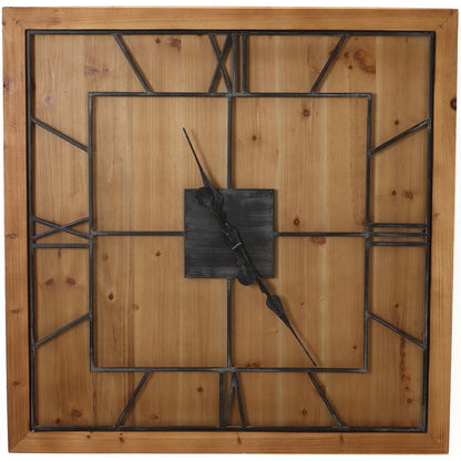 Williston Square Industrial Style Wooden Wall Clock