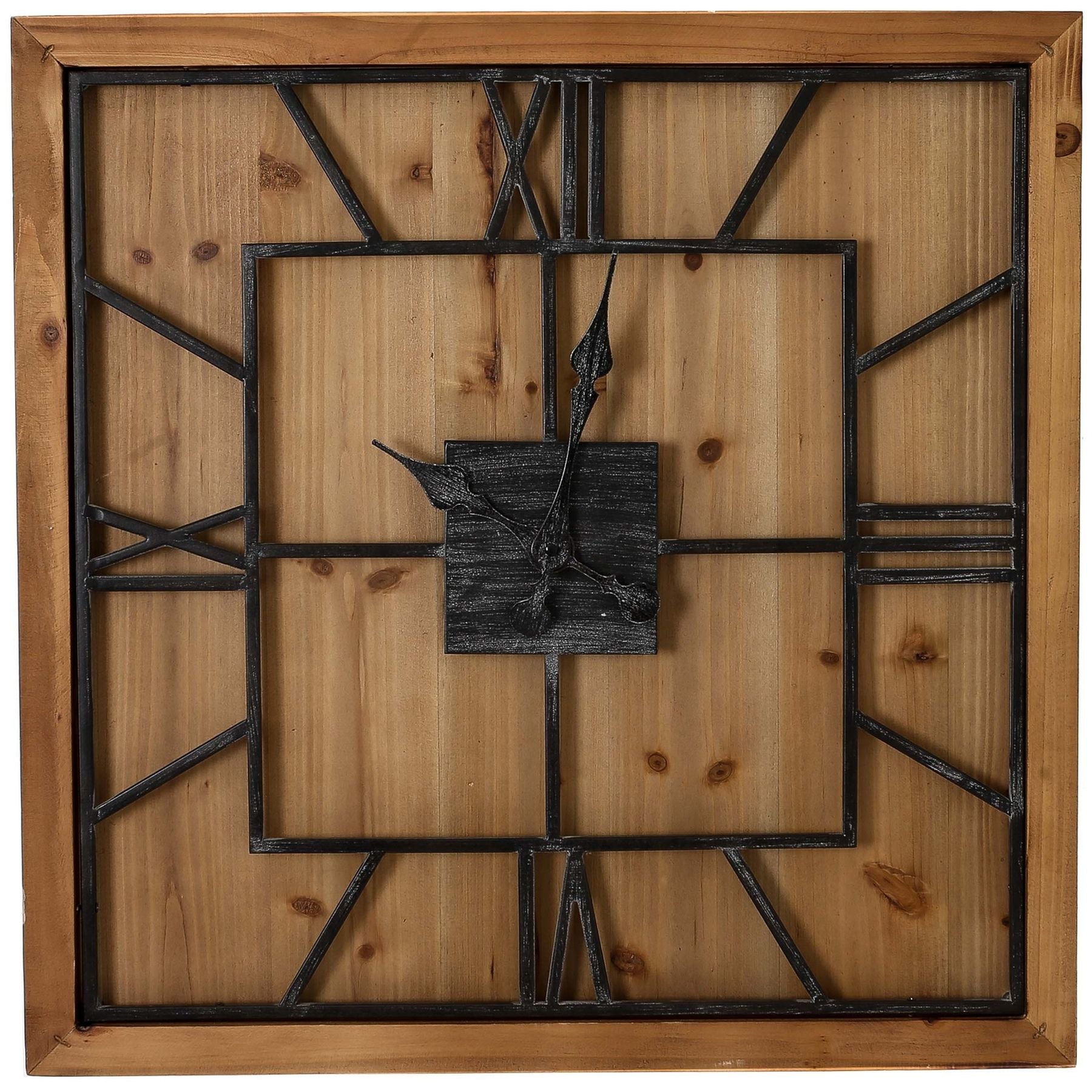 The Williston Square Large Wooden Wall Clock 90cm