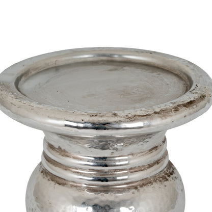 Silver Punch Faced Ceramic Candle Holder