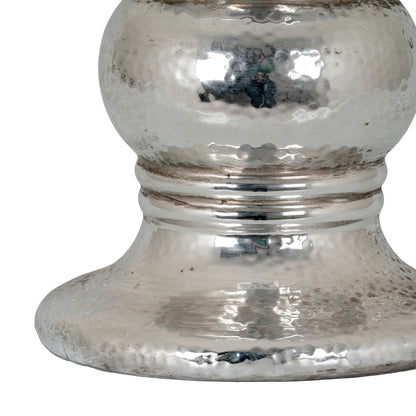 Silver Punch Faced Ceramic Candle Holder