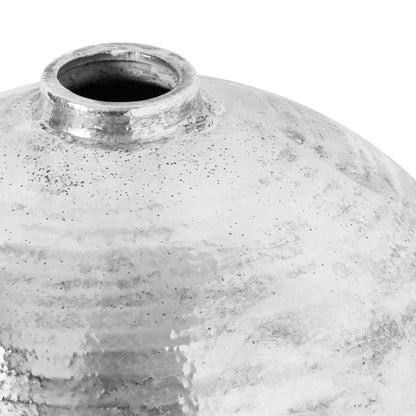 Close-up of the narrow opening and reflective silver shoulders on the Large Astral Vase
