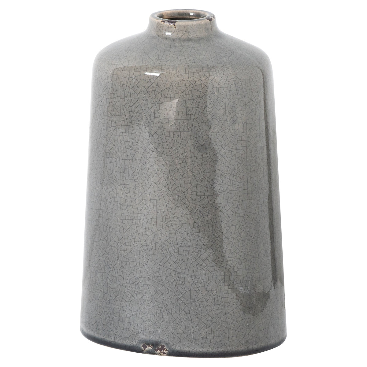 Garda Grey Glazed Liv Vase with a straight-sided ceramic body and grey crackle glaze