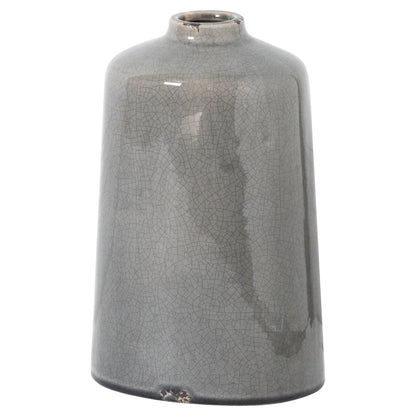 Garda Grey Glazed Liv Vase with a straight-sided ceramic body and grey crackle glaze