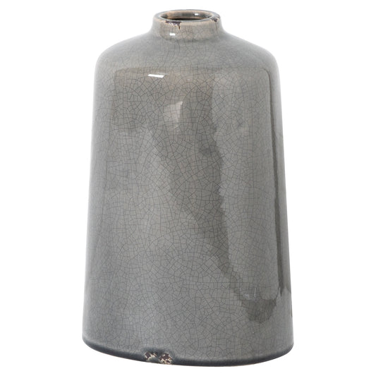 Garda Grey Glazed Liv Vase with a straight-sided ceramic body and grey crackle glaze