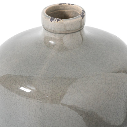 Close-up of the neck, distressed rim and fine grey crackle glaze on the Garda Eve Vase