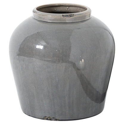 Garda Grey Glazed Juniper Vase with broad shoulders, a wide opening and tapered ceramic body