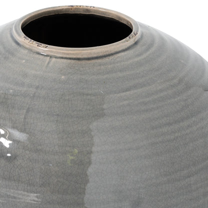 Close-up of the opening and fine grey crackle glaze on the Garda Regola Vase
