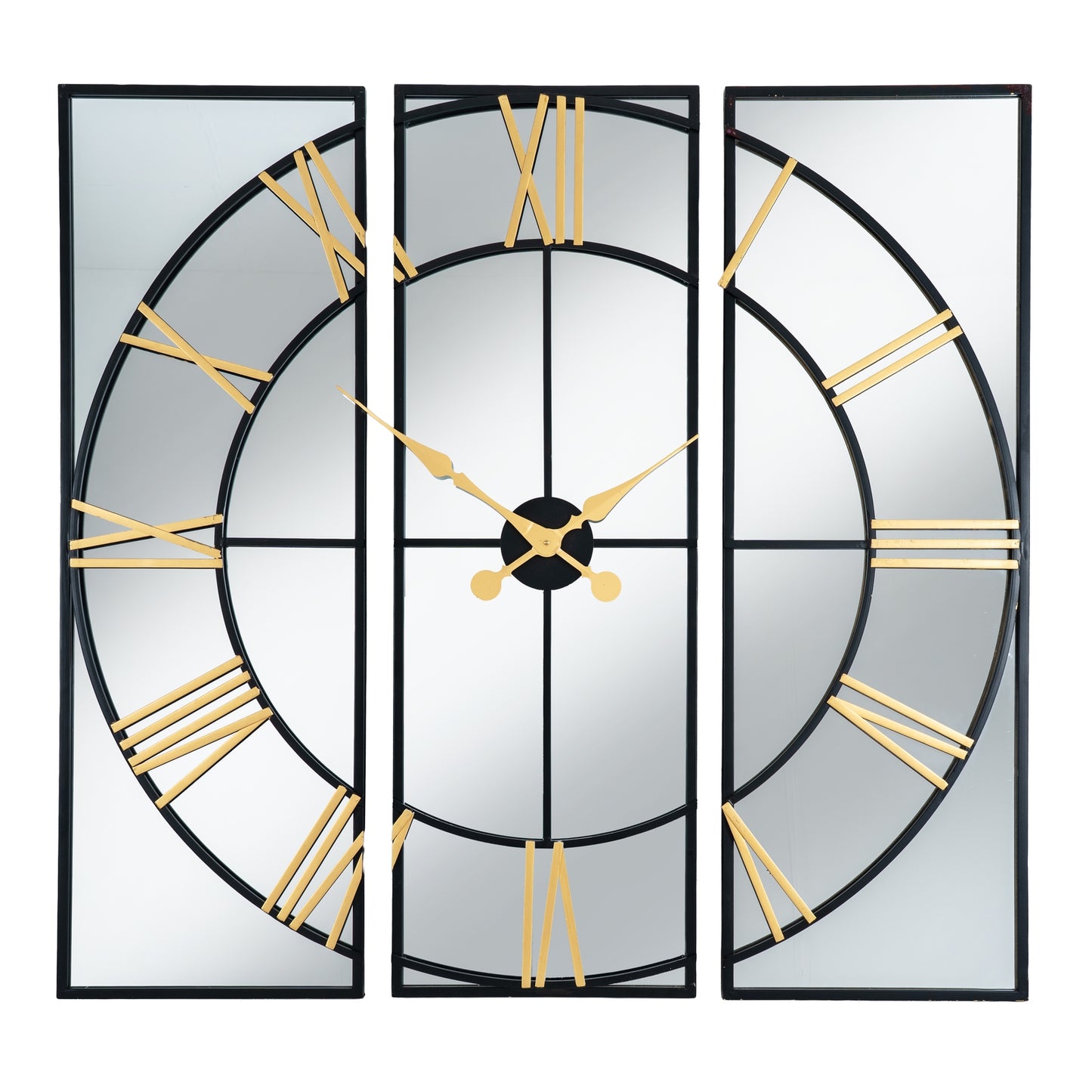 Brooklyn 3 part sectional Black And Gold Wall Clock