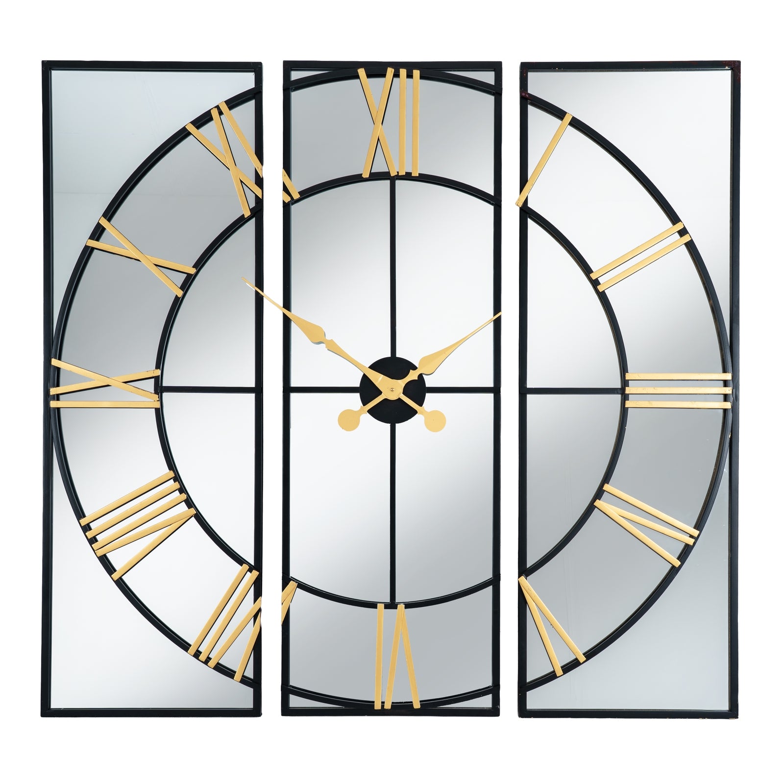 Brooklyn 3 part sectional Black And Gold Wall Clock