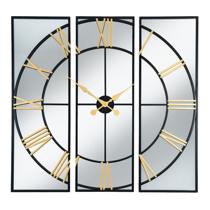 Brooklyn 3 part sectional Black And Gold Wall Clock