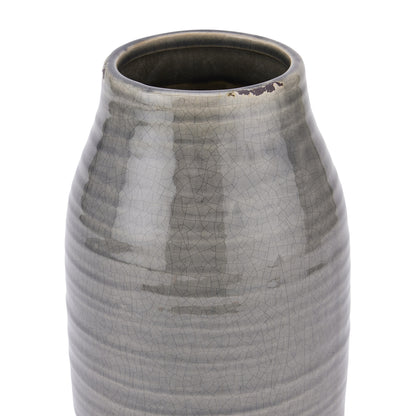 Close-up of the rim and grey crackle-glazed surface of the Garda Stefanie Vase