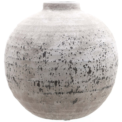 Tiber Large Stone Ceramic Vase with a full rounded body and grey mottled stone-effect surface