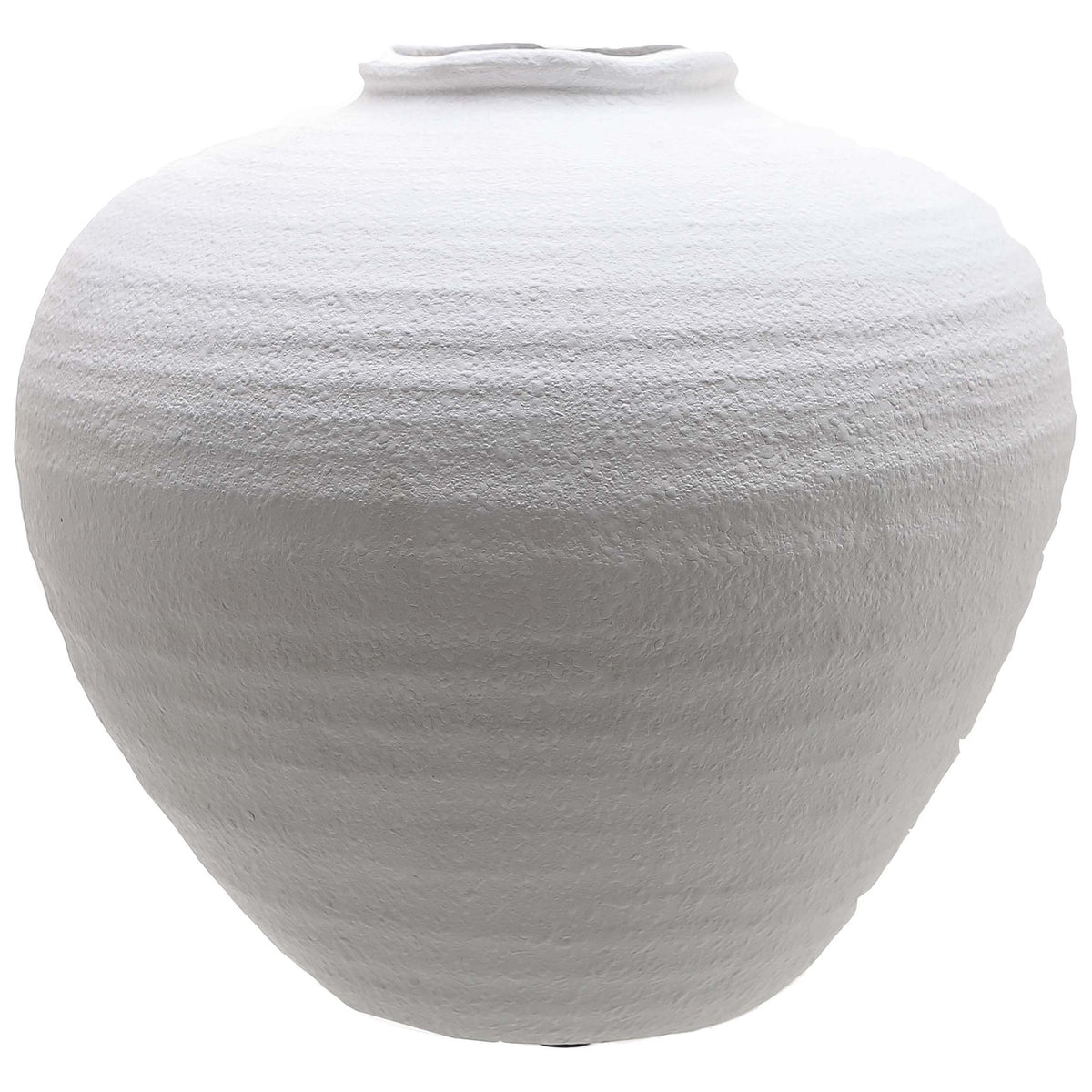 Regola Large Matt White Ceramic Vase with a broad rounded body and small opening