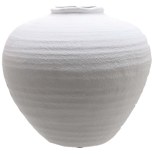 Regola Large Matt White Ceramic Vase with a broad rounded body and small opening