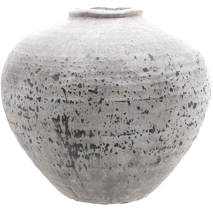 Regola Large Stone Ceramic Vase with a broad rounded body and mottled grey stone-effect finish