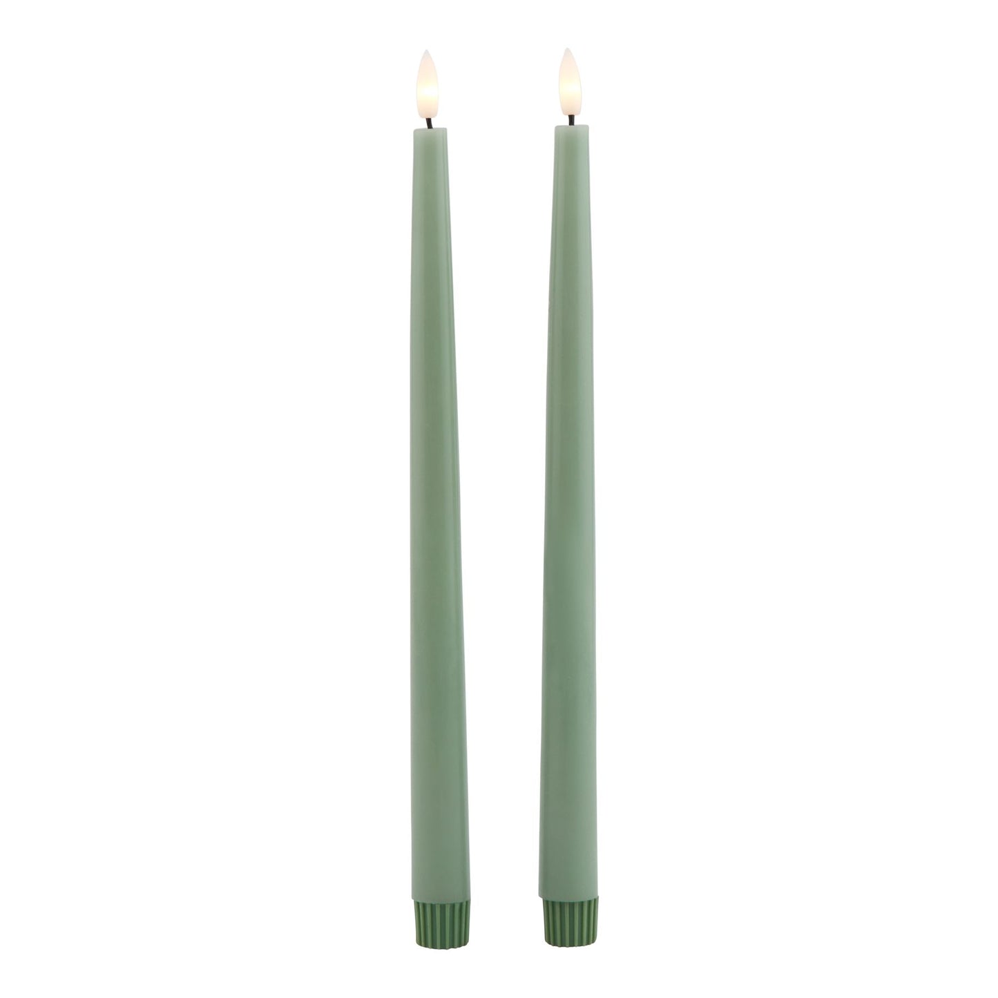 Luxe Collection S/2 Sage LED Wax Dinner Candles - Candles