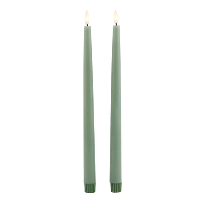 Luxe Collection S/2 Sage LED Wax Dinner Candles - Candles