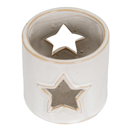 White Ceramic Star Cut-Out Tealight Holder - Christmas Candles & Candle Accessories