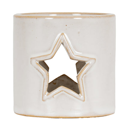 White Ceramic Star Cut-Out Tealight Holder - Christmas Candles & Candle Accessories